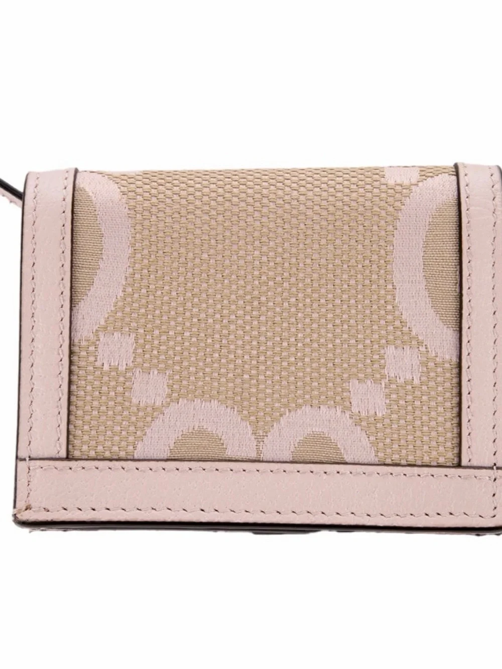 Gucci Beige and Pink GG Canvas Trifold Wallet